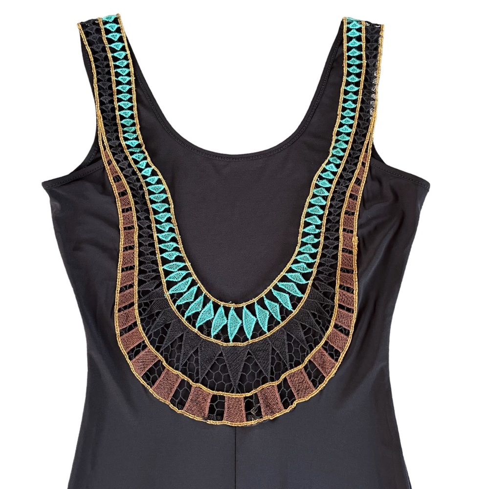 SYMPHONY Open Back Goddess Formal Black Maxi Dress With Gorgeous Crochet Detail